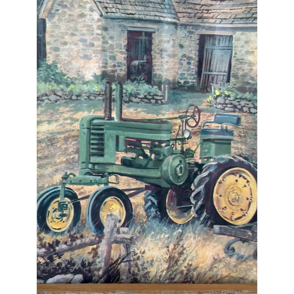 Handmade Wood‎ & Metal Wall Hanging Tractors Folk Art Print Farmhouse Vintage